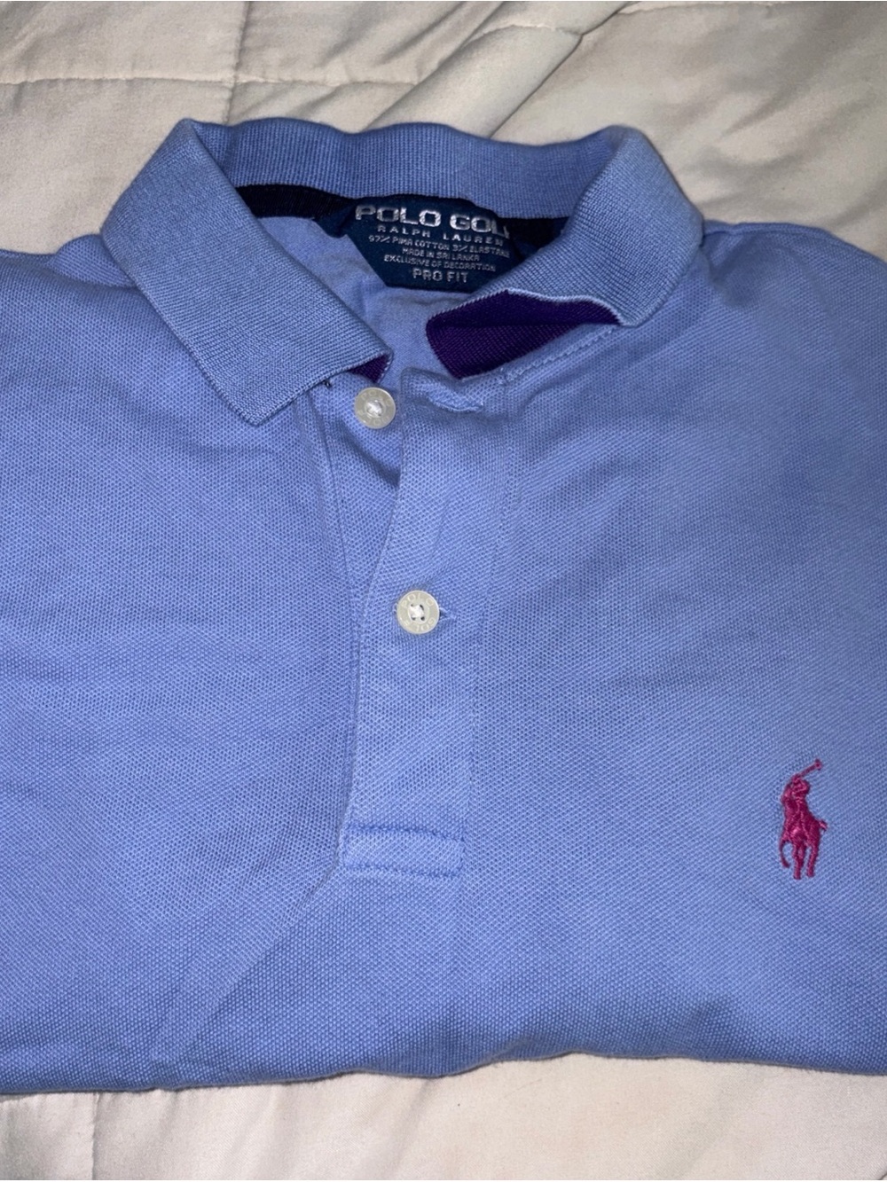 Polo Golf Ralph Lauren Light Blue Polo with Pink Pony size small